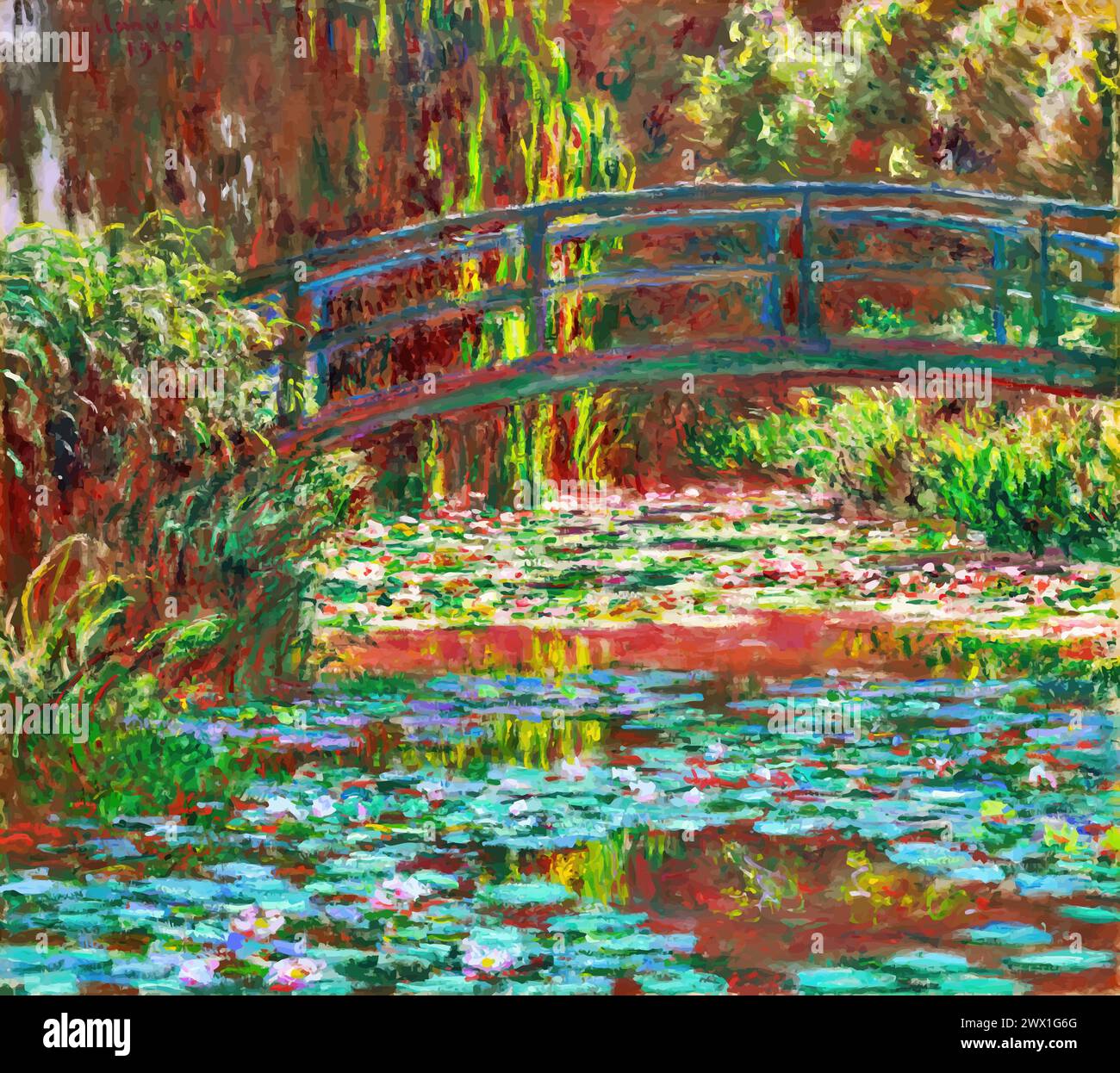 Bassin de nénuphars, 1900 (peinture) par l'artiste Monet, Claude (1840-1926) Français. Illustration de Vecteur