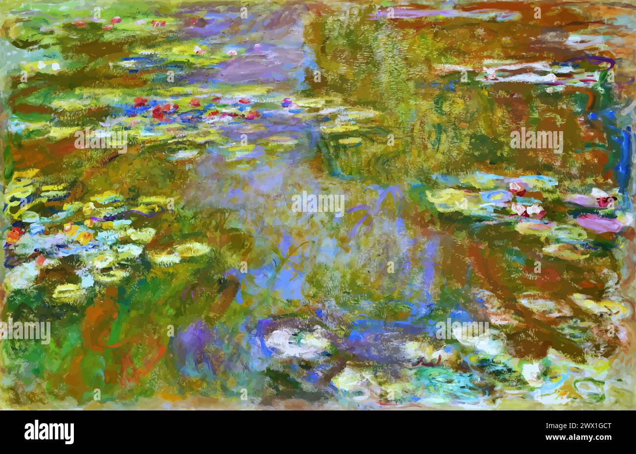 Bassin de nénuphars, 1917-19 (peinture) par l'artiste Monet, Claude (1840-1926) Français. Illustration de Vecteur