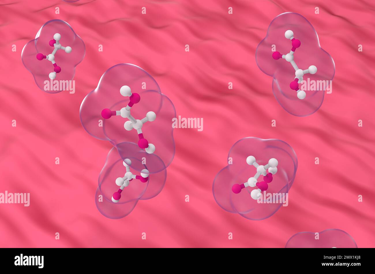 Acide glycolique - vue de dessus illustration 3D. Banque D'Images