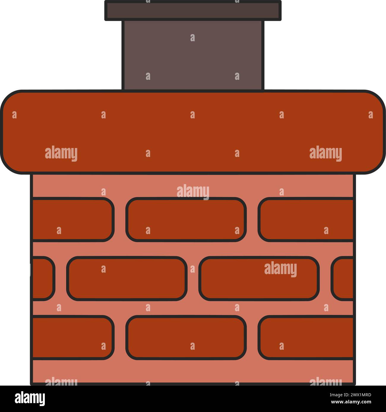 Cheminée en brique rouge dans l'icône vectorielle Illustration de Vecteur