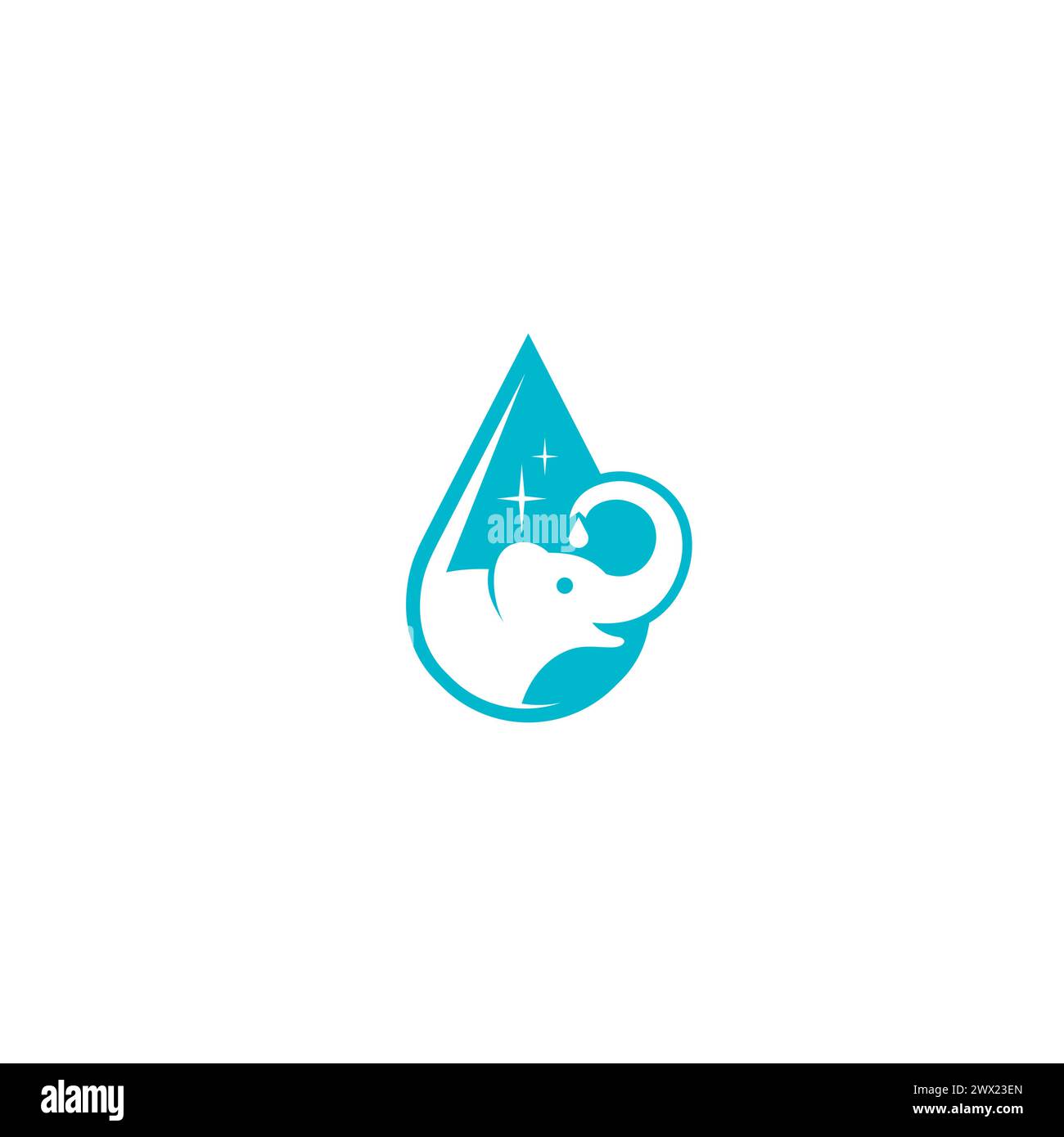 Logo éléphant et eau. Icône éléphant Illustration de Vecteur