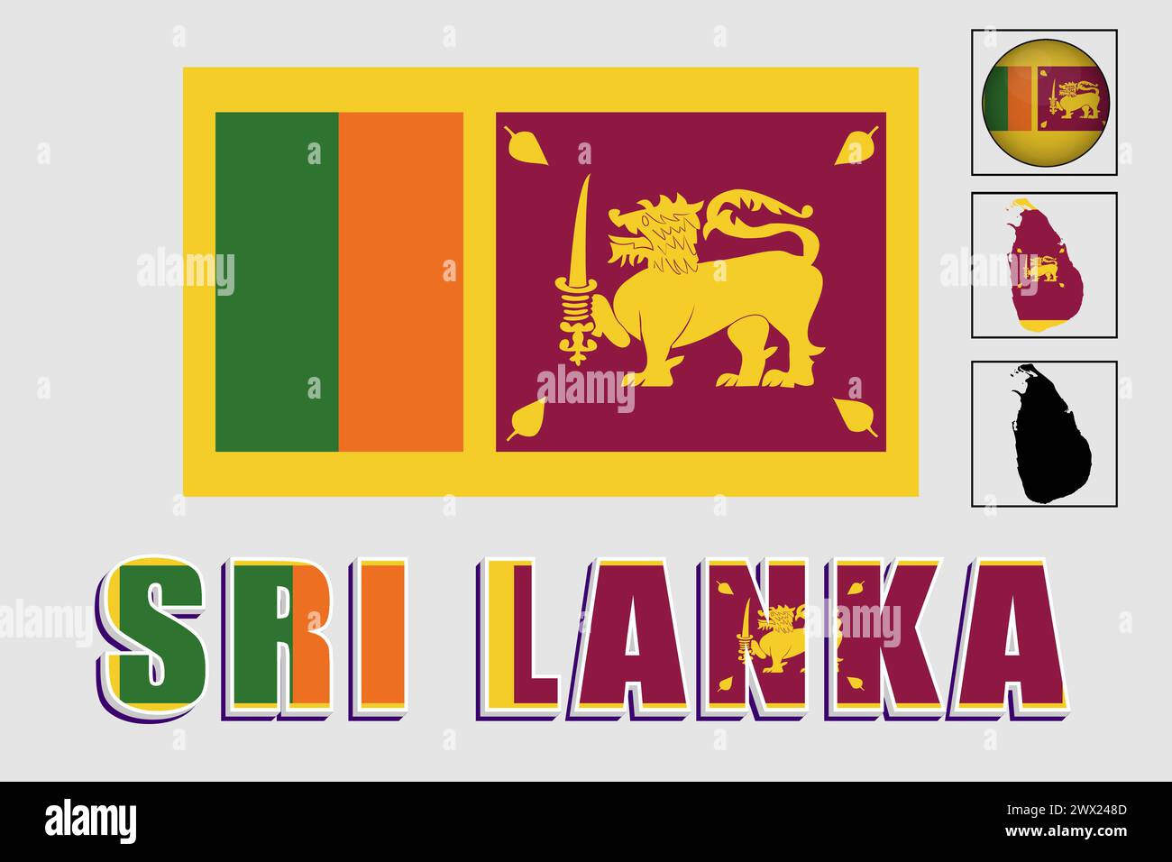 Drapeau et carte du Sri Lanka dans un graphique vectoriel Illustration de Vecteur