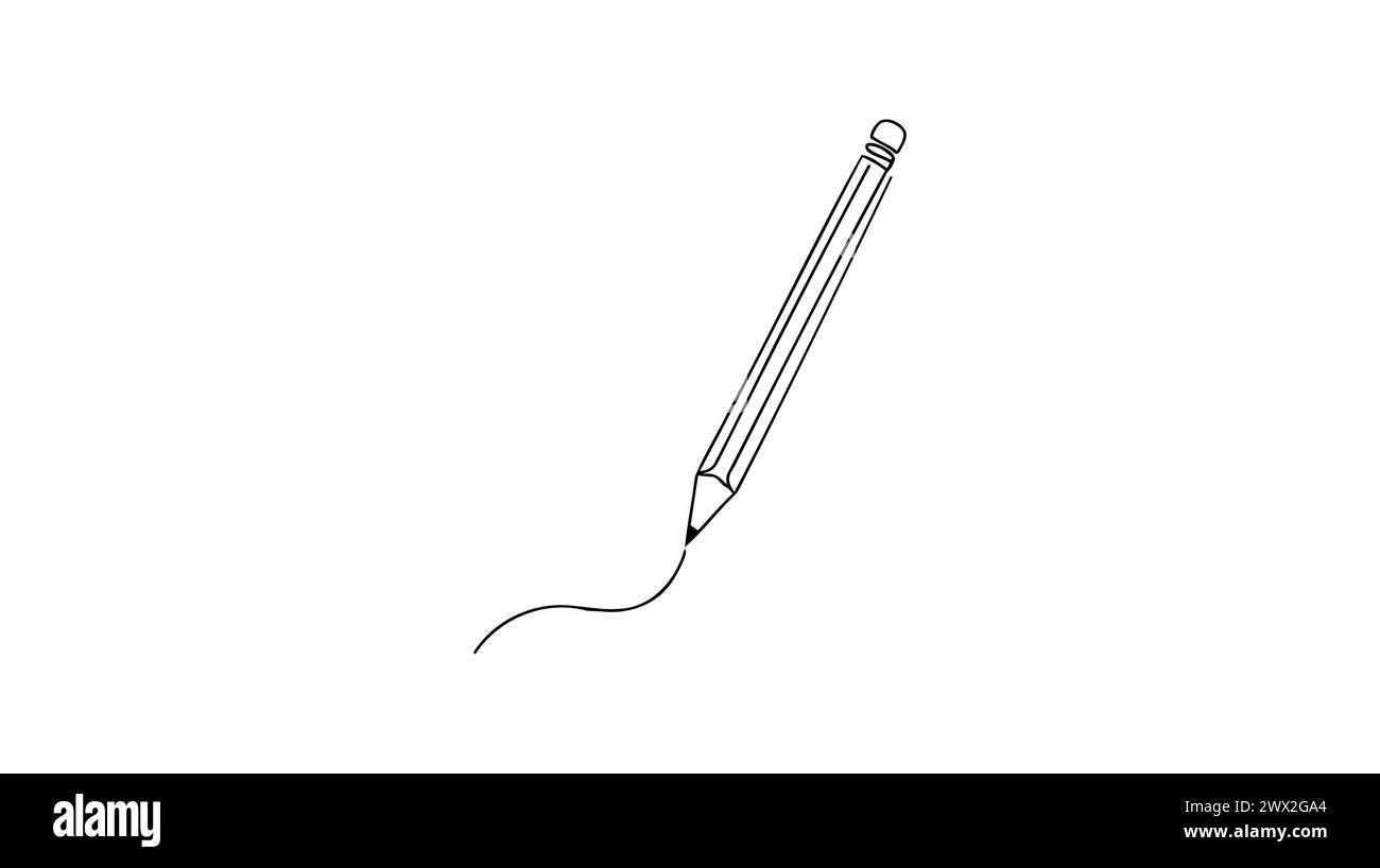 Dessin d'un trait continu unique au crayon. Icône stylet. Style minimaliste de retour à l'école. Concept d'éducation. Illustration de Vecteur