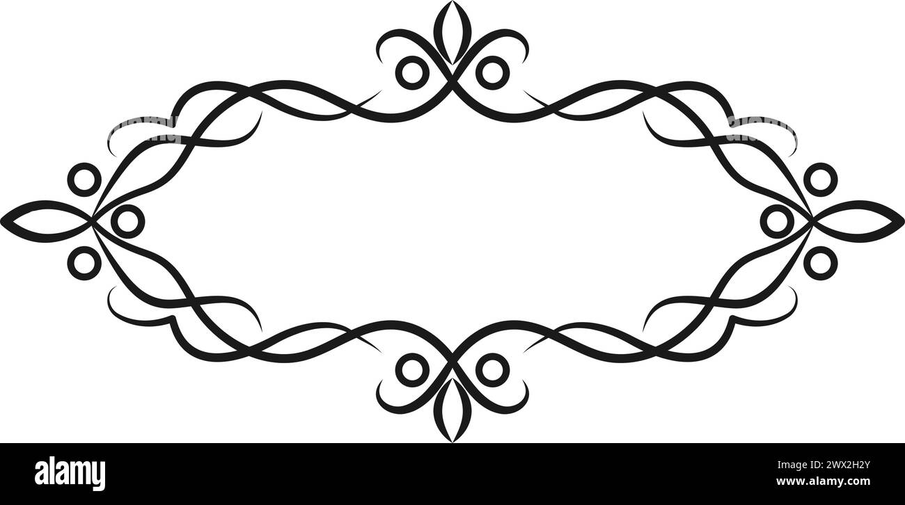 Cadre décoratif vectoriel. Élément élégant pour le design dans le style oriental, place pour le texte. Bordure noire florale. Illustration de dentelle pour invitations et salutations Illustration de Vecteur