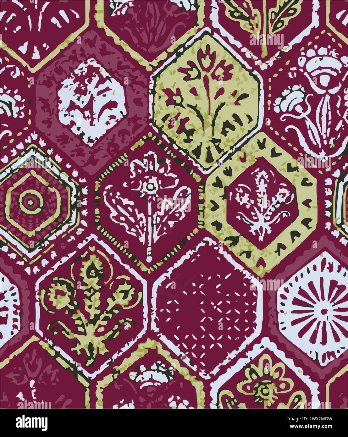 Motif talavera mexicain. Carreaux de céramique avec fleurs, feuilles et ornements d'oiseaux dans le style majolique traditionnel de Puebla. Mosaïque florale mexicaine en clas Illustration de Vecteur