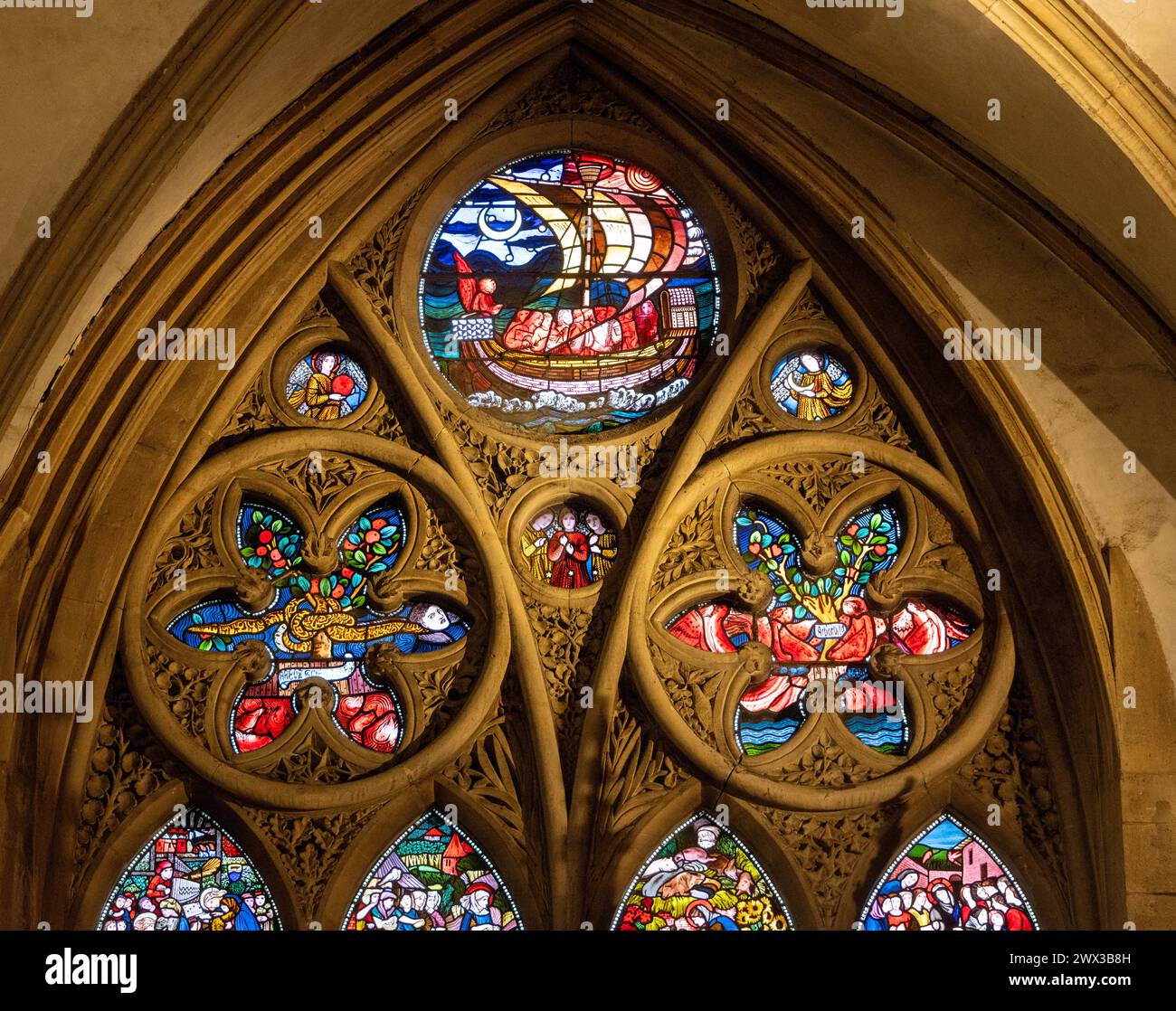 Vitraux, Cathédrale, Christ Church College, Oxford, Angleterre Banque D'Images