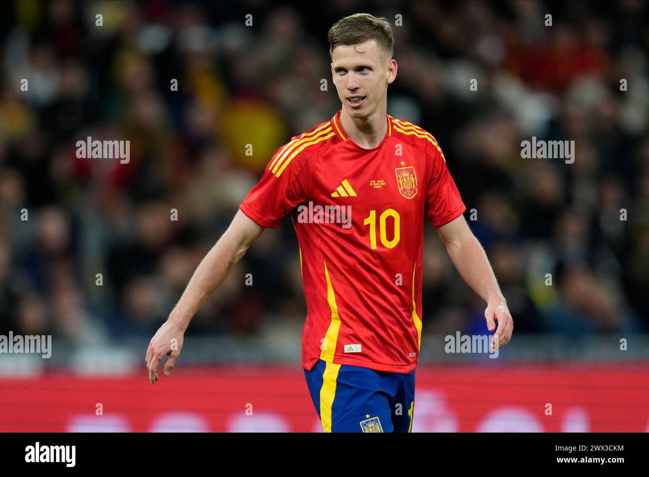 Madrid, Espagne. 26 mars 2024. Dani Olmo d'Espagnol lors du match amical entre les équipes nationales d'Espagne et du Brésil a joué au stade Santiago Bernabeu le 26 mars 2024 à Madrid en Espagne. (Photo de Cesar Cebolla/PRESSINPHOTO) crédit : AGENCE SPORTIVE PRESSINPHOTO/Alamy Live News Banque D'Images