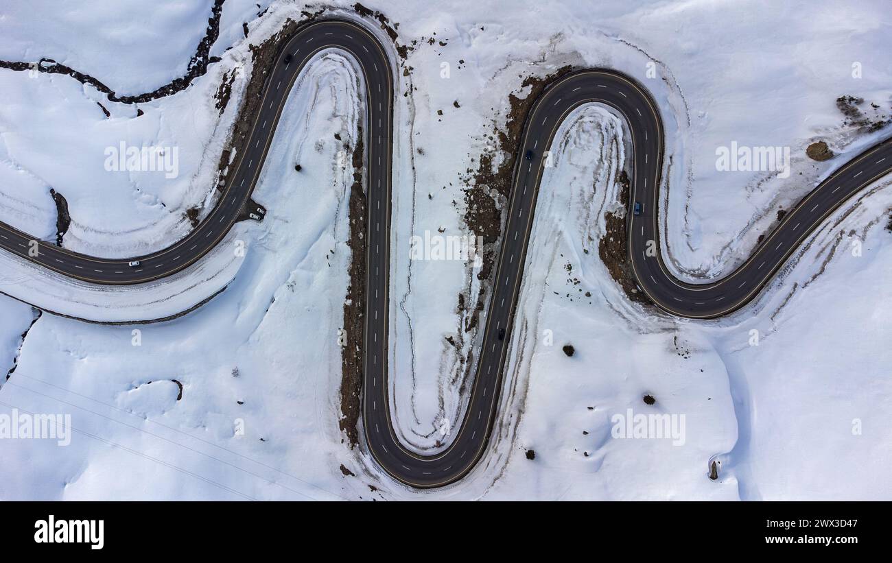 Vue aérienne du col du Julier en Suisse Banque D'Images