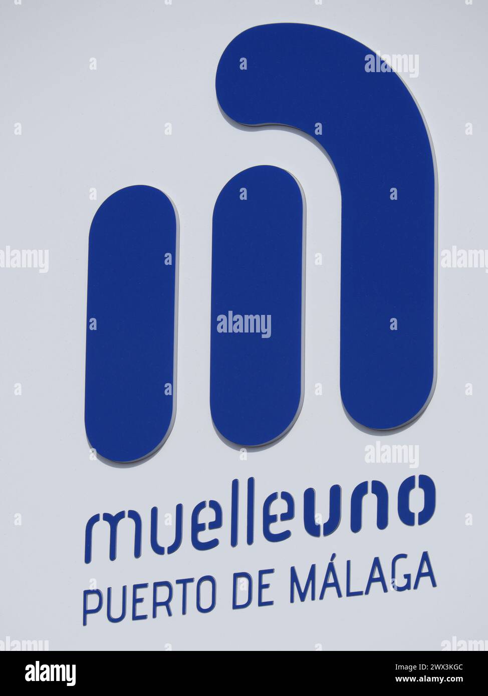 Logo du quai One, port de Málaga. Espagne. Banque D'Images