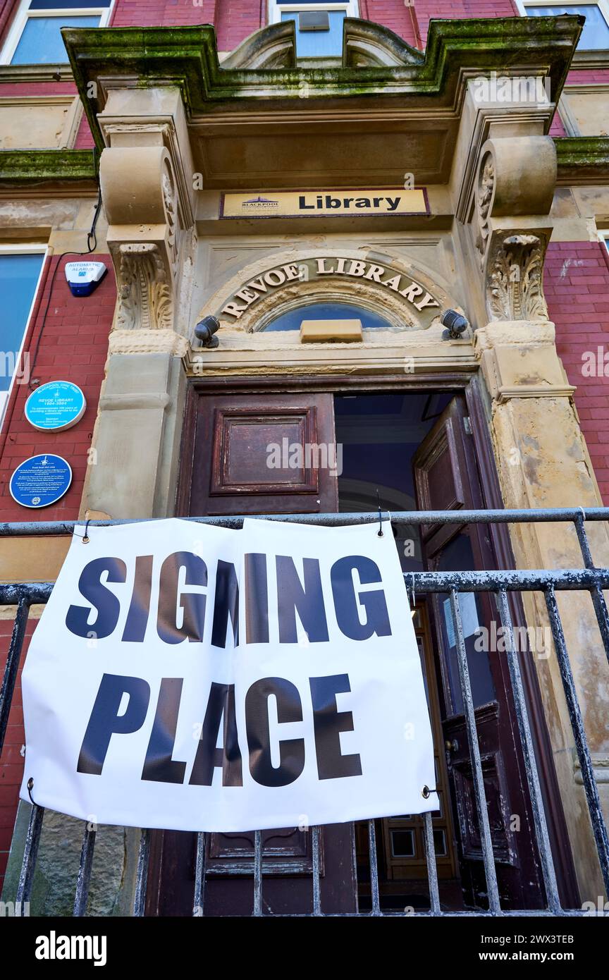 Centre de signature pour le rappel des députés à Blackpool rive sud Banque D'Images
