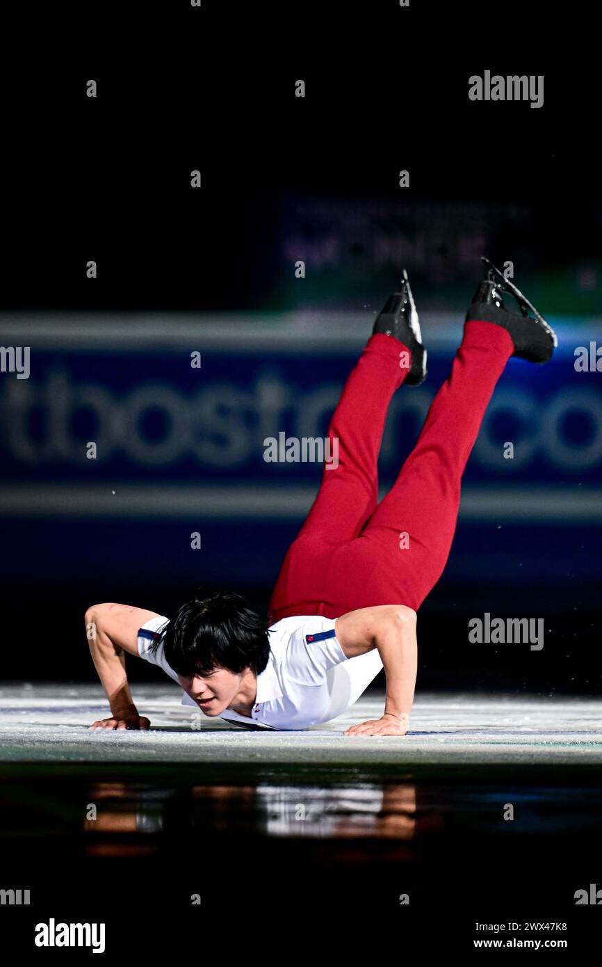 Adam SIAO HIM FA (FRA), lors du Gala de l'exposition, aux Championnats du monde de patinage artistique de l'ISU 2024, au Centre Bell, le 24 mars 2024 à Montréal, Canada. Crédit : Raniero Corbelletti/AFLO/Alamy Live News Banque D'Images