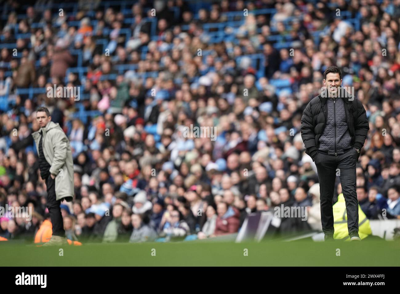 Manchester City Women v Manchester United Women.Women’s Super League. 23 mars 2024 Etihad Stadium MANCHESTER MANCHESTER ANGLETERRE -23 mars : Gareth Taylor lors du match de Super League féminin entre Manchester City et Manchester United au stade Etihad le 23 mars 2024 à Manchester Angleterre. Banque D'Images