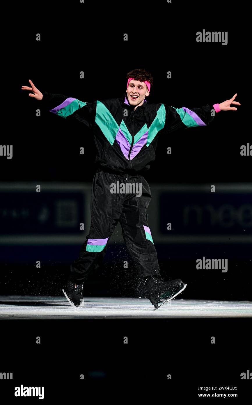 Lukas BRITSCHGI (sui), lors du Gala de l’exposition, aux Championnats du monde de patinage artistique 2024 de l’ISU, au Centre Bell, le 24 mars 2024 à Montréal, Canada. Crédit : Raniero Corbelletti/AFLO/Alamy Live News Banque D'Images