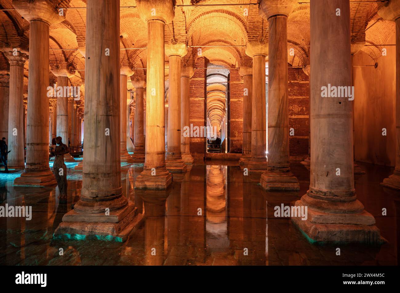 Colonnes de la citerne Basilique (Yerebatan Sarnıcı), Istanbul, Turquie Banque D'Images