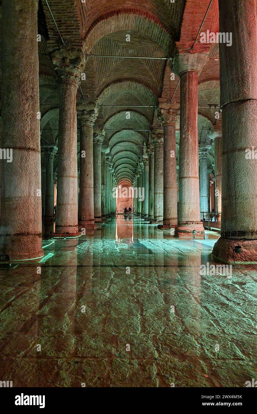 Citerne Basilique (Yerebatan Sarnıcı), Istanbul, Turquie Banque D'Images