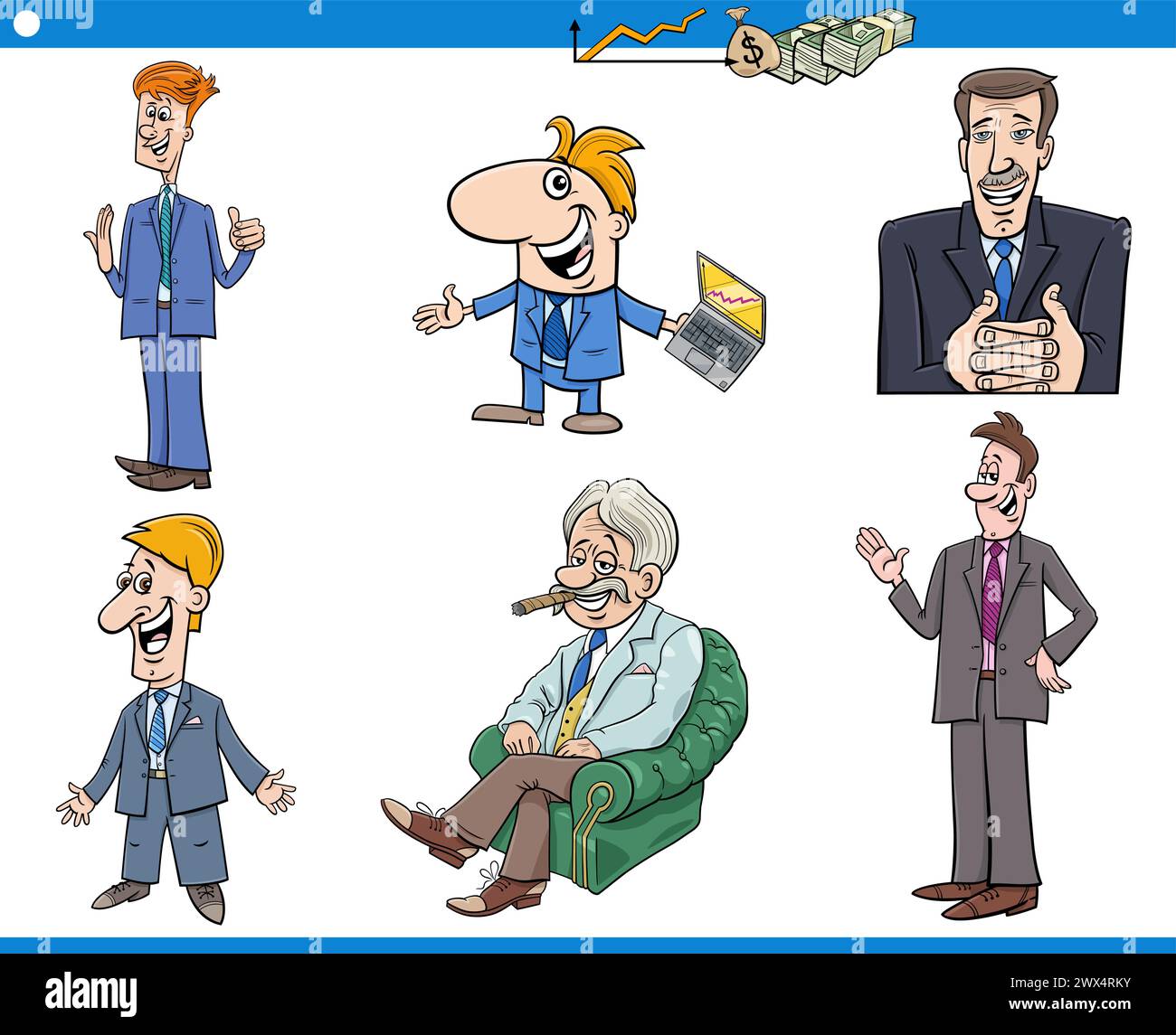 Illustration de dessin animé de gens d'affaires ou de personnages d'hommes d'affaires Illustration de Vecteur