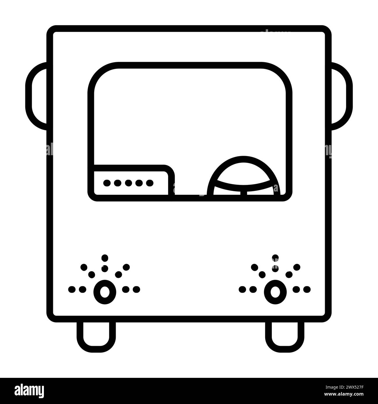 Icône de vecteur de ligne noire de bus, symbole monochrome des transports publics Illustration de Vecteur