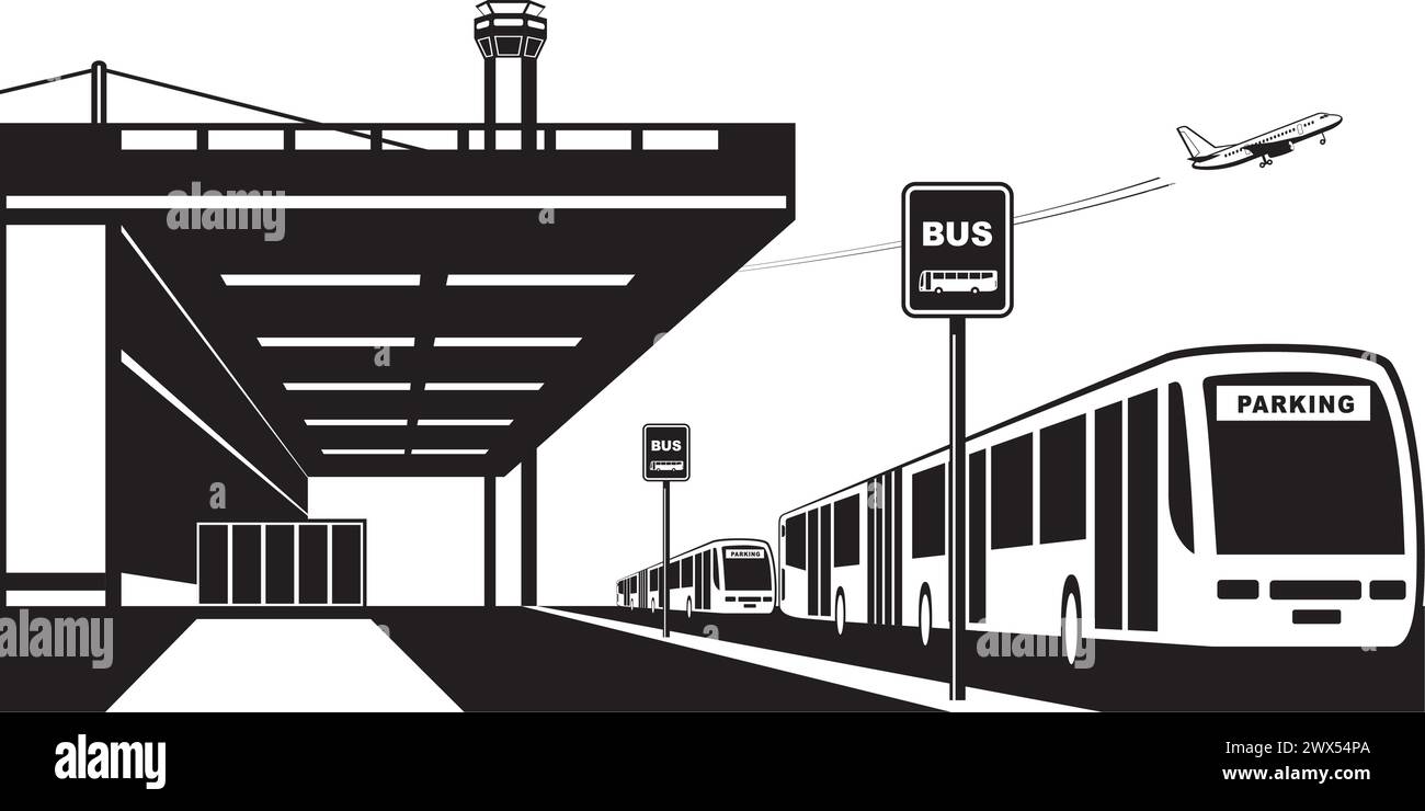 Bus du terminal de l'aéroport au parking - illustration vectorielle Illustration de Vecteur
