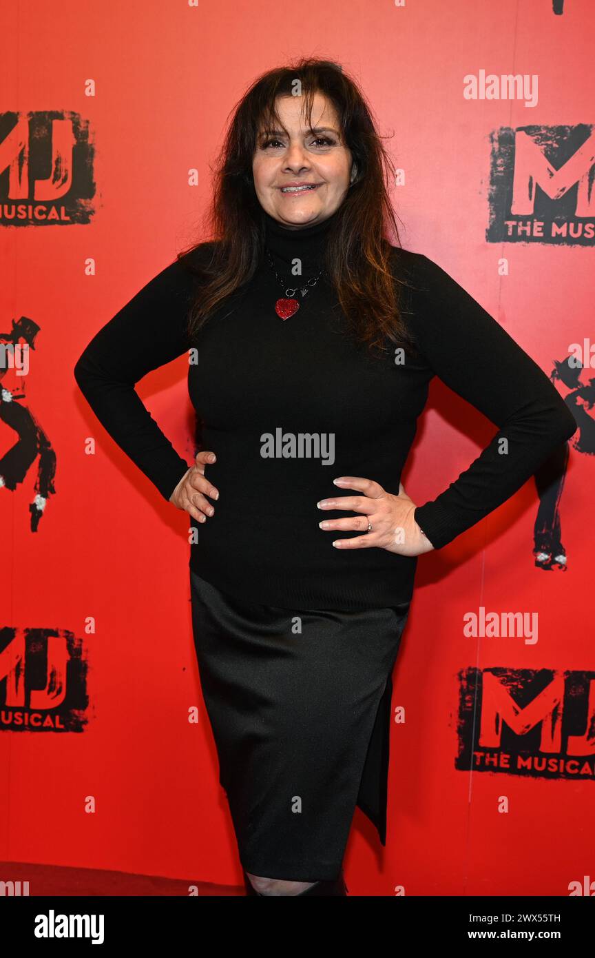 Londres, Royaume-Uni. 27 mars 2024. Nina Wadia assiste à la soirée d'ouverture de la production britannique de Broadway - MJ the musical au Prince Edward Theatre. Crédit : Voir Li/Picture Capital/Alamy Live News Banque D'Images