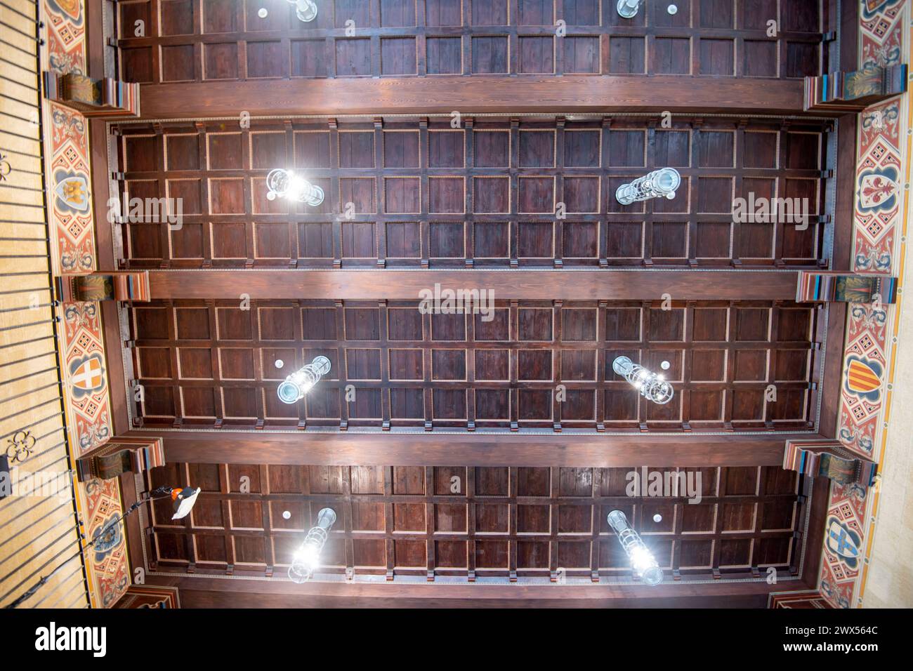 Panneaux en bois dans le palais public - Saint-Marin Banque D'Images