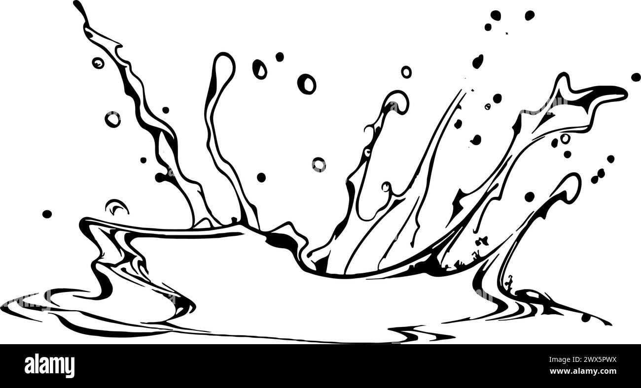 Illustration d'éclaboussure d'eau dessinée à la main illustration d'éclaboussure d'eau dessinée à la main, Illustration de Vecteur