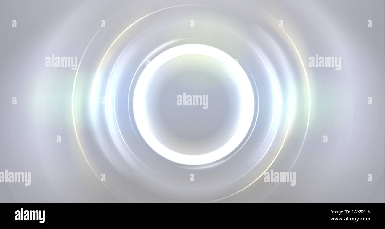 Cercle lumineux néon blanc. Illustration vectorielle réaliste de l'effet d'éclat de lentille de lumière de forme circulaire avec éclat lumineux et strie. Anneau éblouissant brillant Illustration de Vecteur