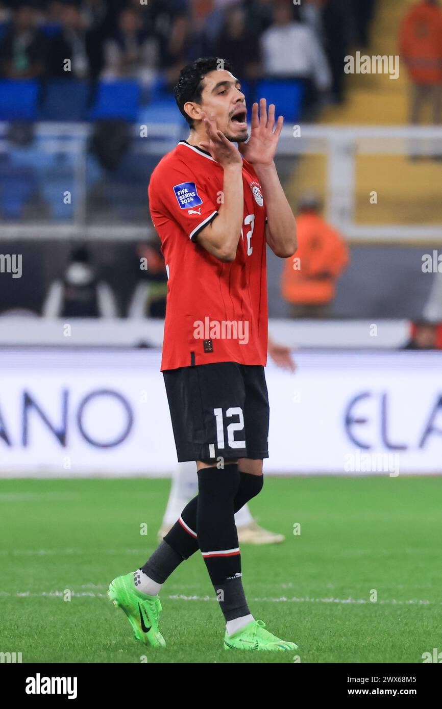 LE CAIRE, ÉGYPTE - MARS 26 : Mohamed Hamdi, égyptien, lors du match de la FIFA Series 2024 Égypte opposant la Croatie à l'Égypte au New administrative Capital Stadiu Banque D'Images