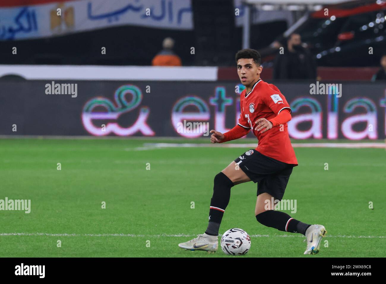 LE CAIRE, ÉGYPTE - MARS 26 : Ahmed Kouka, de l'Égypte, lors du match de la FIFA Series 2024 Égypte opposant la Croatie à l'Égypte au nouveau stade de la capitale administrative Banque D'Images