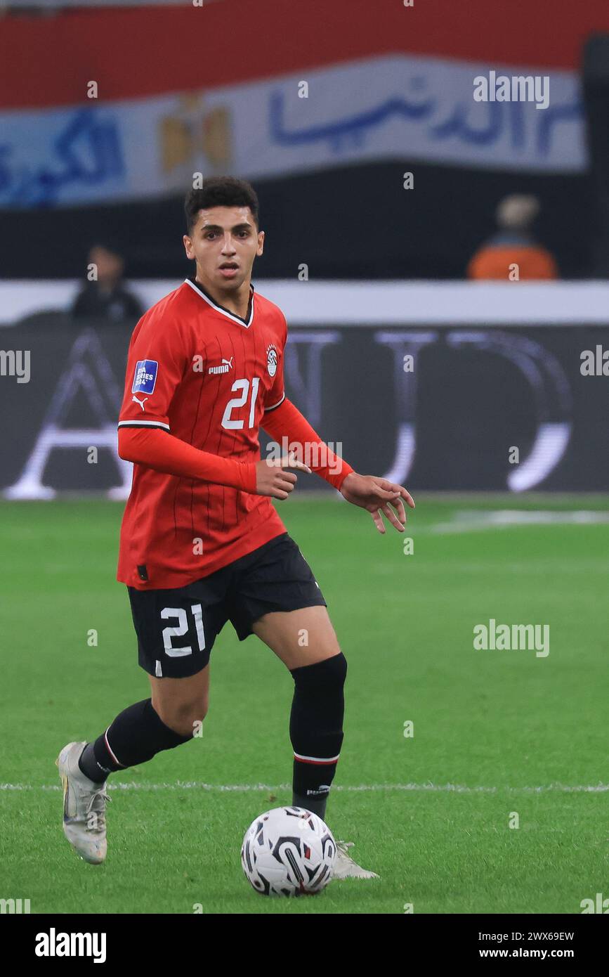 LE CAIRE, ÉGYPTE - MARS 26 : Ahmed Kouka, de l'Égypte, lors du match de la FIFA Series 2024 Égypte opposant la Croatie à l'Égypte au nouveau stade de la capitale administrative Banque D'Images