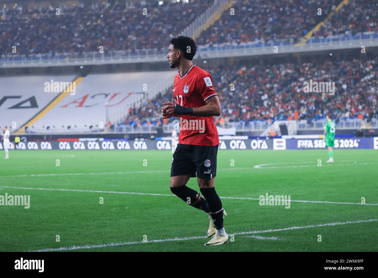 LE CAIRE, ÉGYPTE - MARS 26 : Omar Marmoush, de l'Égypte, lors du match de la FIFA Series 2024 Égypte opposant la Croatie à l'Égypte au New administrative Capital Stadiu Banque D'Images