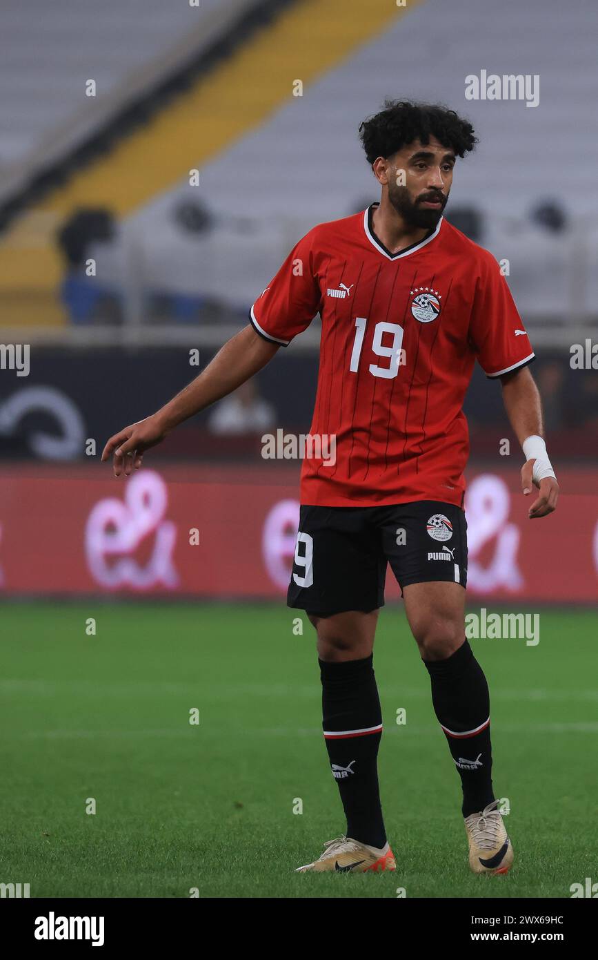 LE CAIRE, ÉGYPTE - MARS 26 : Marwan Ateya, de l'Égypte, lors du match de la FIFA Series 2024 Égypte entre la Croatie et l'Égypte au Nouveau stade de la capitale administrative Banque D'Images
