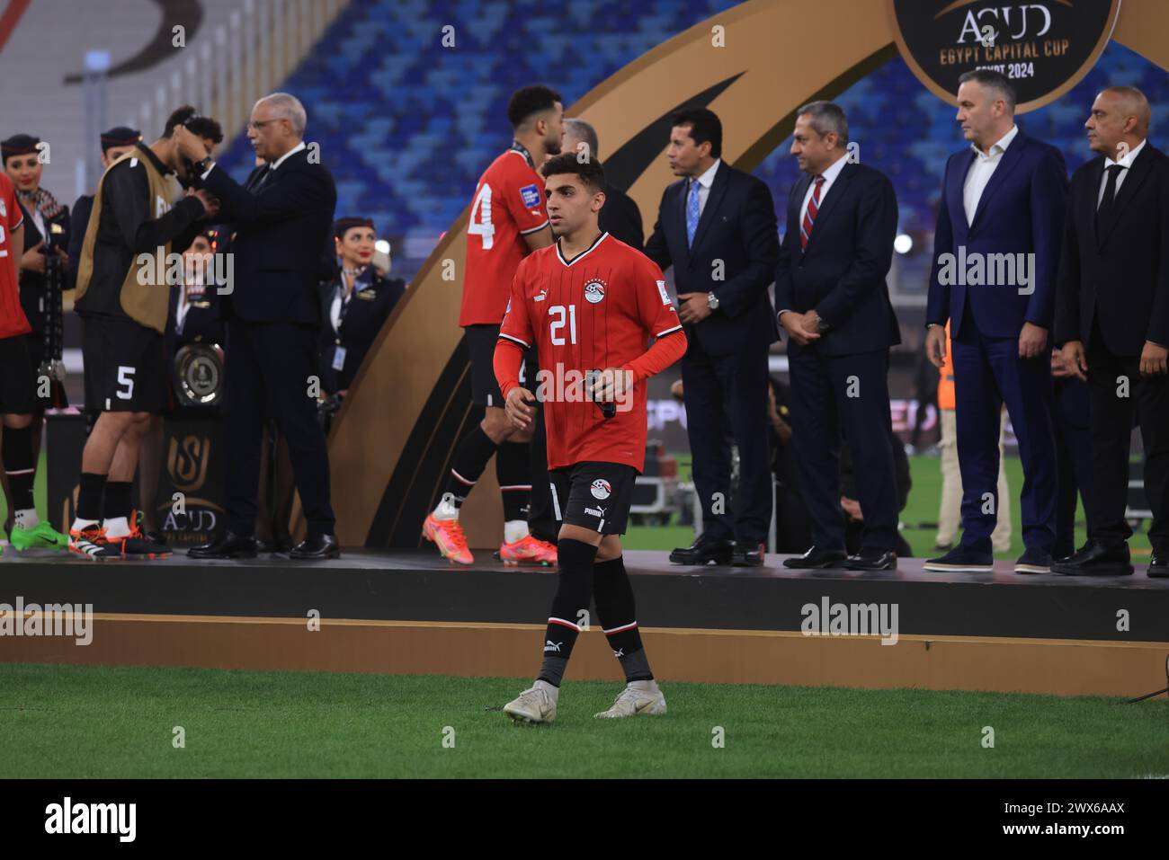 LE CAIRE, ÉGYPTE - MARS 26 : Ahmed Kouka, de l'Égypte, lors du match de la FIFA Series 2024 Égypte opposant la Croatie à l'Égypte au nouveau stade de la capitale administrative Banque D'Images