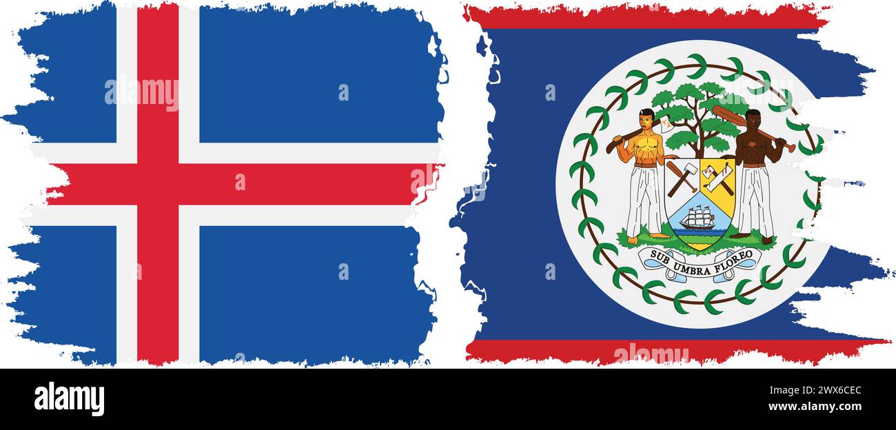 Belize et Islande grunge drapeaux connexion, vecteur Illustration de Vecteur