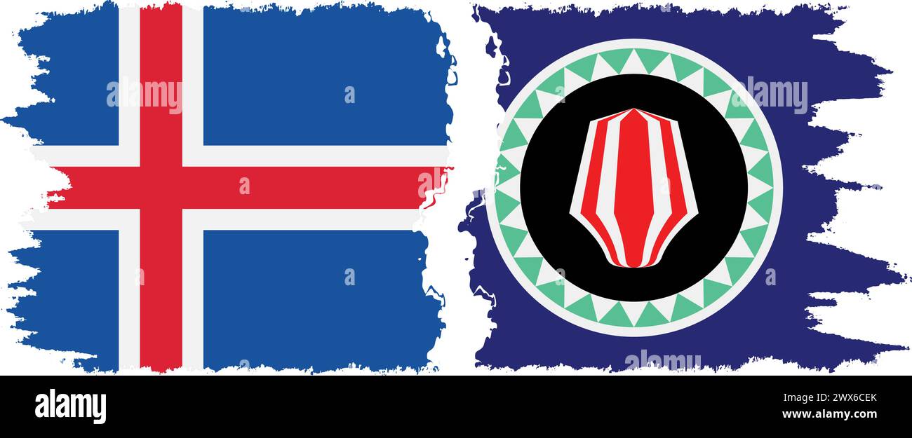Bougainville et Islande grunge drapeaux connexion, vecteur Illustration de Vecteur
