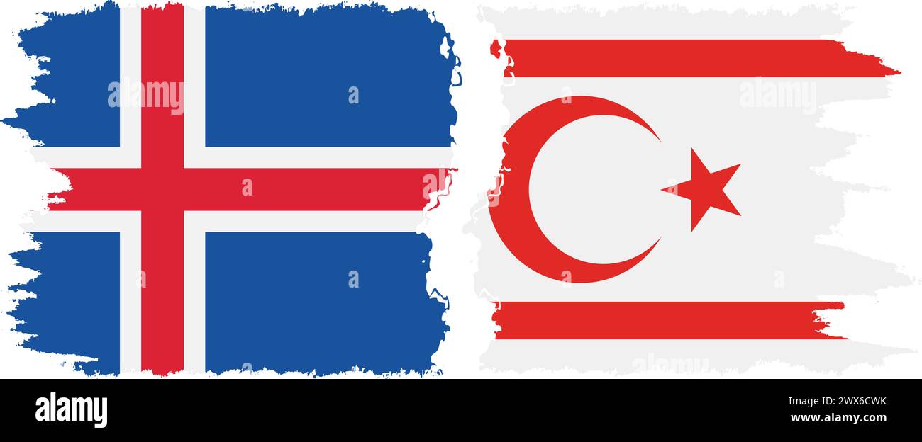 La République turque de Chypre du Nord et l'Islande grunge drapeaux connexion, vecteur Illustration de Vecteur