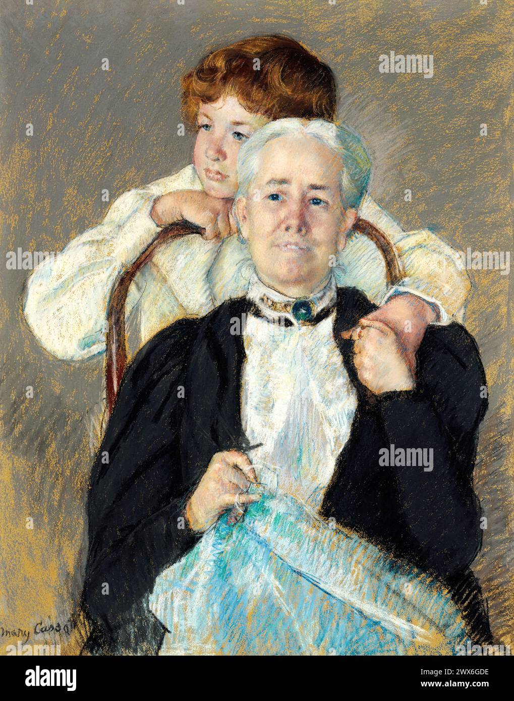 Portrait de MRS Cyrus J. Lawrence avec son petit-fils R. Lawrence Oakley (CA.1898) peinture en haute résolution par Mary Cassatt. Original de la Sterl Banque D'Images