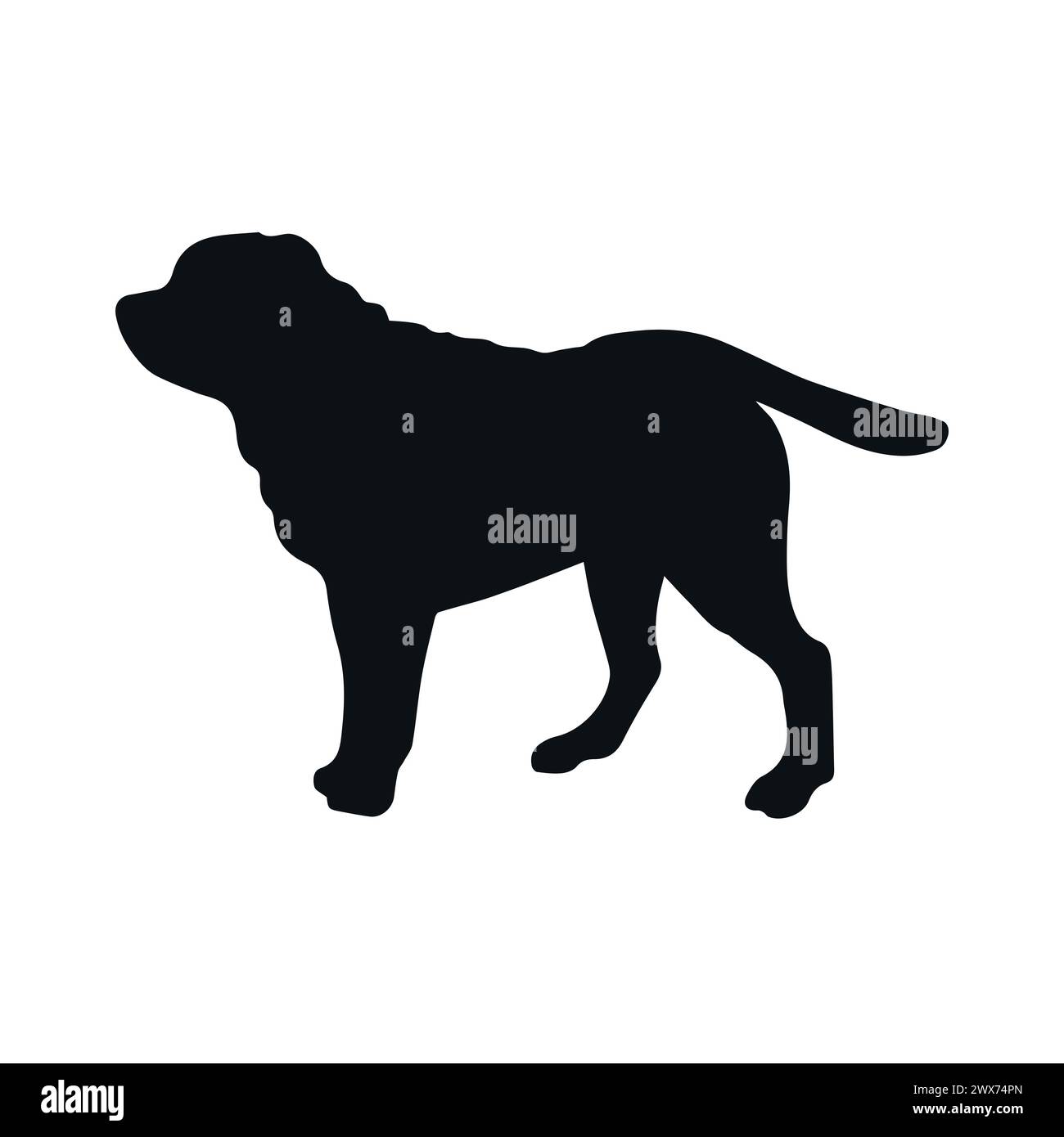 Silhouette de chien Shar Pei dessinée par vecteur à la main isolée sur fond blanc Illustration de Vecteur