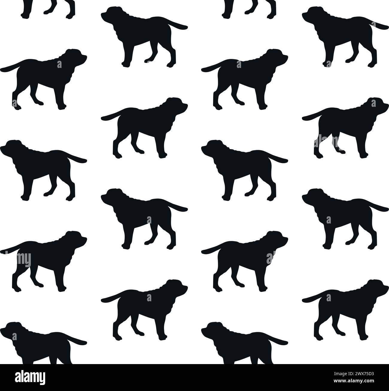 Vecteur modèle sans couture de silhouette de chien Shar Pei dessinée à la main isolé sur fond blanc Illustration de Vecteur