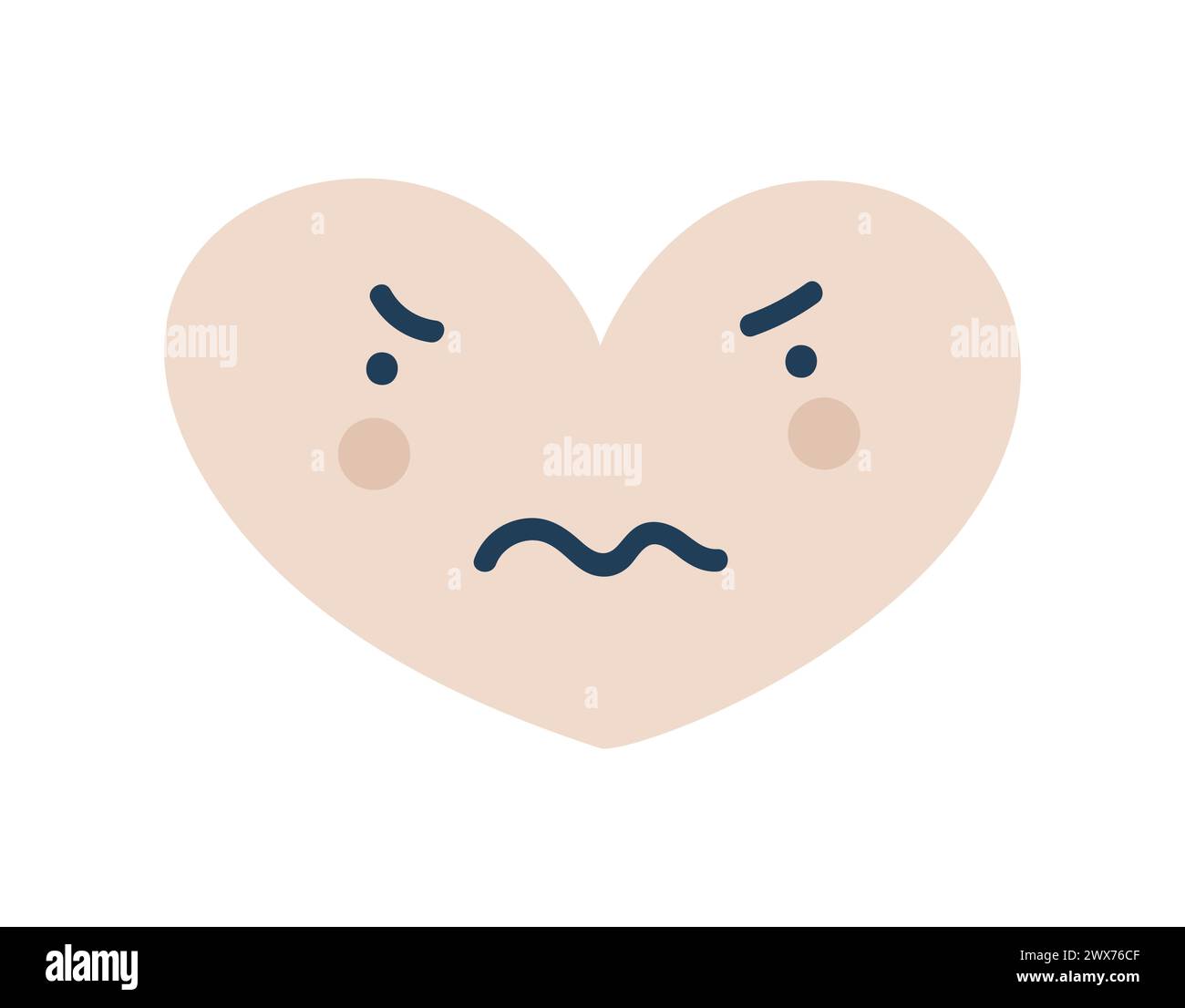 Icône Emoji cœur nerveux beige. Illustration vectorielle plate de symbole d'objet Élément de dessin animé pour la conception Web, affiche, carte de voeux Illustration de Vecteur