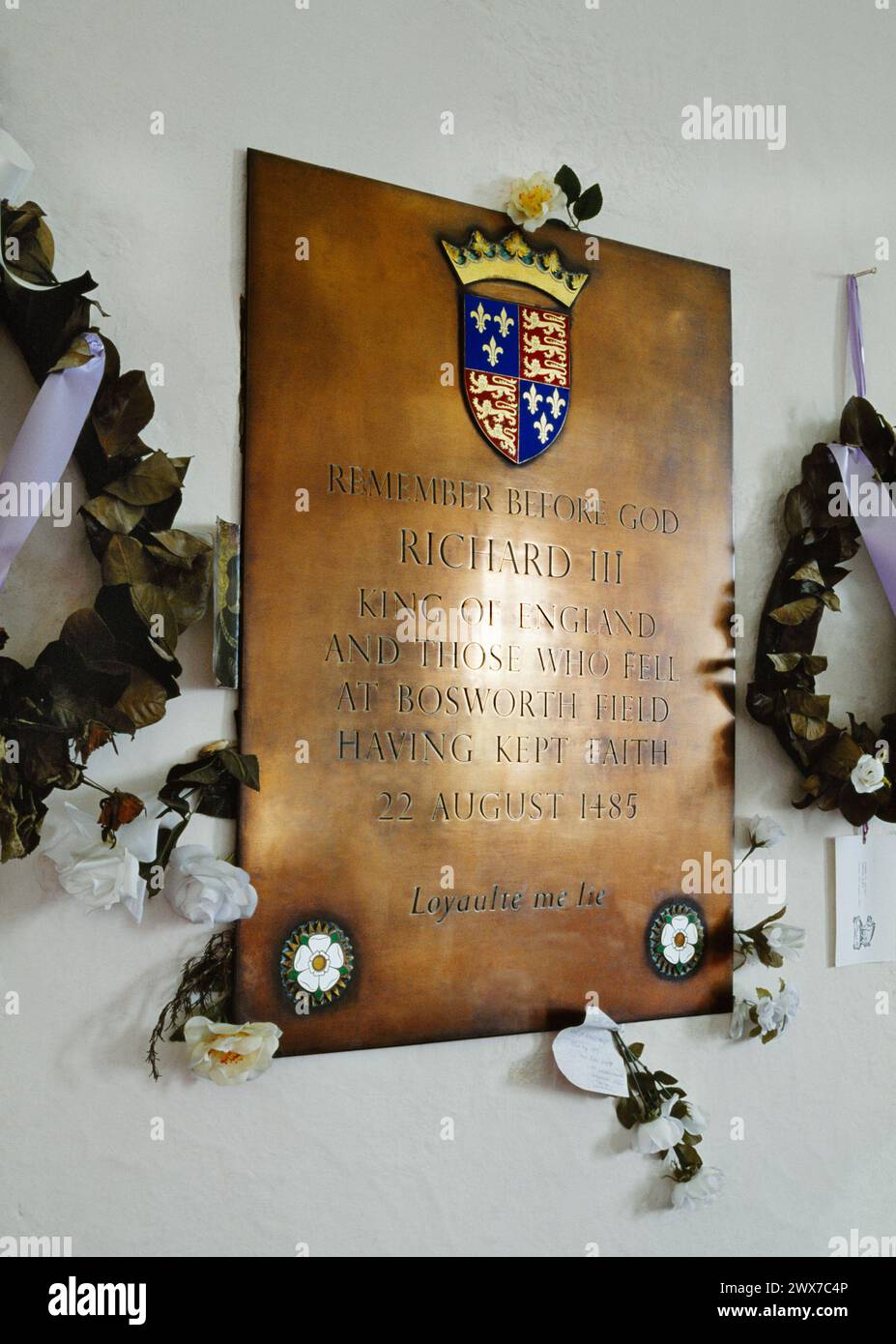 Église St James, Sutton Cheney, Hinckley, Leicestershire, Angleterre Mémorial du roi Richard III Pièce maîtresse de leur service commémoratif annuel. Banque D'Images