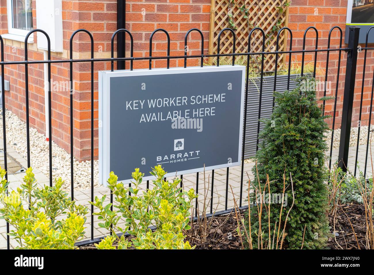 Barratt Homes Key Worker Scheme signe un nouveau développement de logements, Royaume-Uni. Banque D'Images