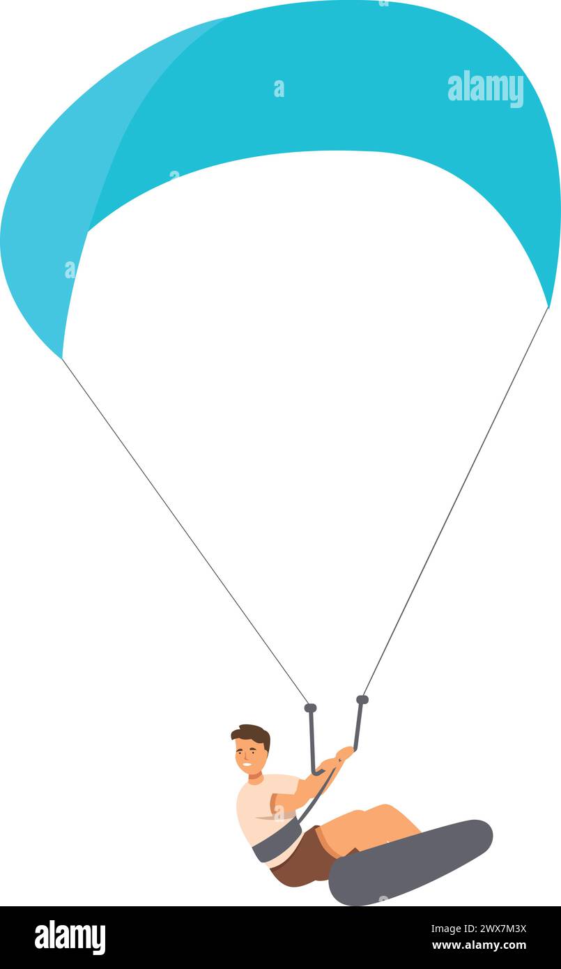 Vecteur de dessin animé d'icône de kitesurf heureux. Freestyle dynamique. EQUIPEMENT sportif Illustration de Vecteur