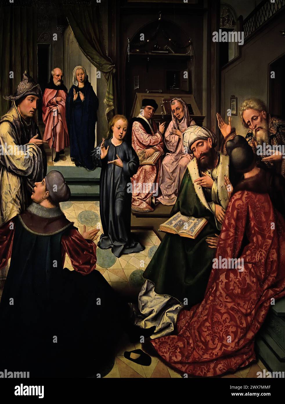 Jésus de douze ans dans le temple (panneau retable) Maître de 1518 1515 Musée Mayer van den Bergh, Anvers, Belgique, Belgique. Banque D'Images