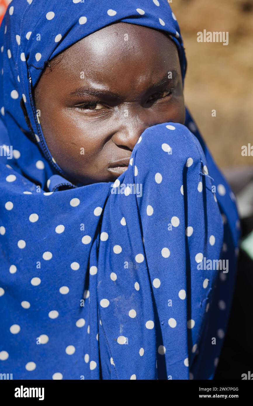 Portraet eines Maedchens in der Gemeinde Maraban Dare, im Bundesstaat plateau, 07.02.2024. Maraban Dare Nigeria *** Portrait d'une fille dans la communauté Banque D'Images