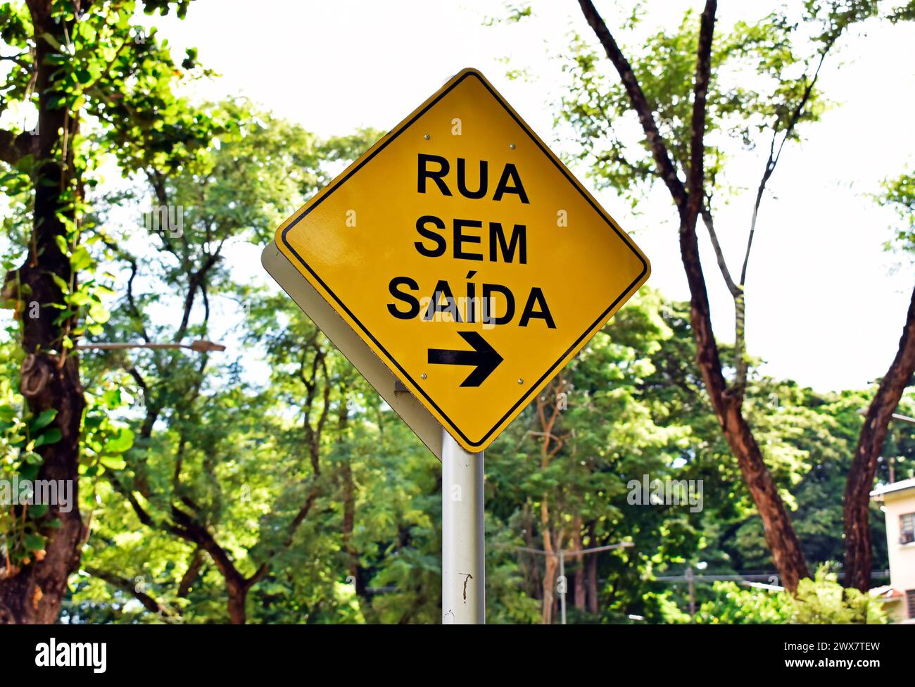 Panneau indiquant la rue sans issue, Ribeirao Preto, Sao Paulo, Brésil Banque D'Images