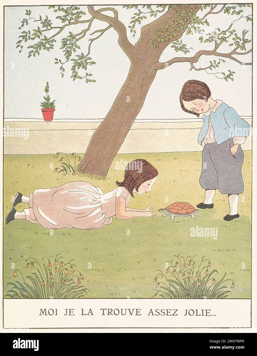 'Dieu, comme c'est laid! Dit Paul. - Je trouve que c'est plutôt joli, répondit Sophie illustration tirée des Malheurs de Sophie, écrite par la comtesse de Ségur. Illustré par Marie-Madeleine Franc-Nohain, publié en 1933 par Maison Alfred Mame et fils. Banque D'Images