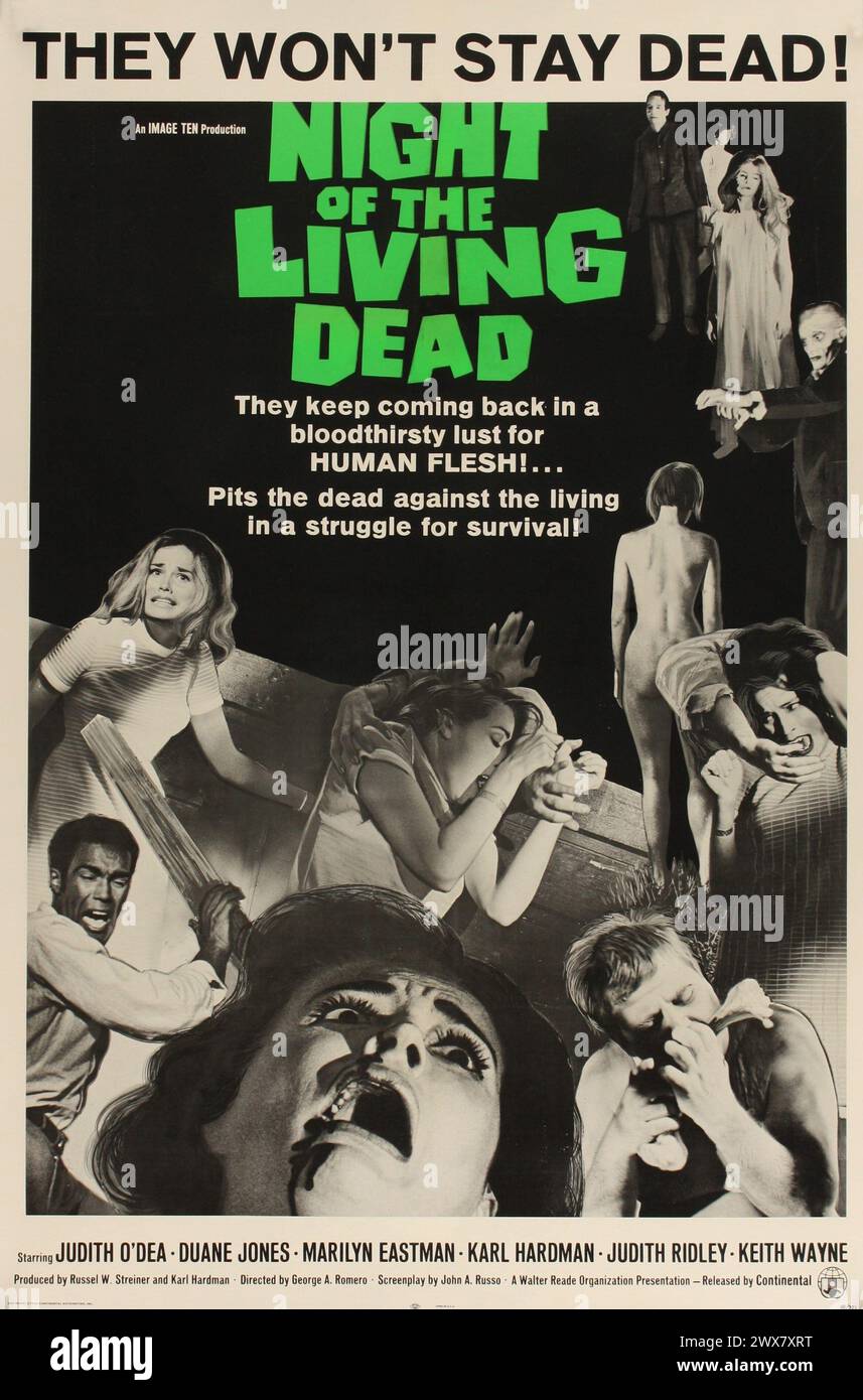 Nuit des morts-vivants année : 1968 USA réalisateur : George A. Romero affiche américaine Banque D'Images