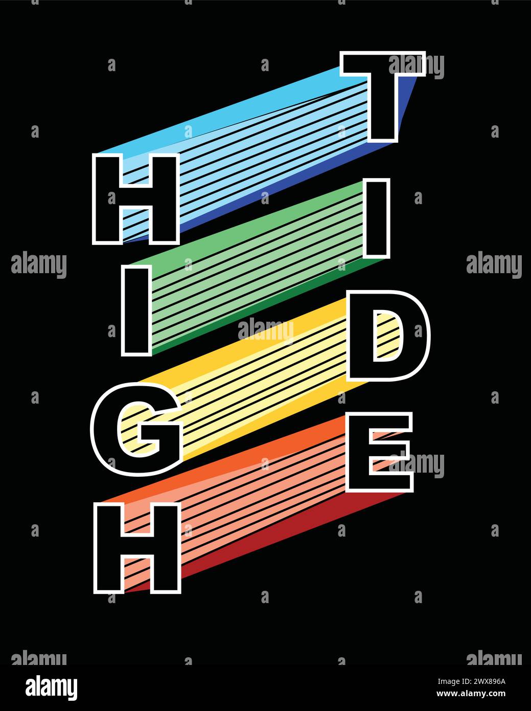 High Tide colorée typographie t-shirt imprimé graphique poster design Illustration de Vecteur