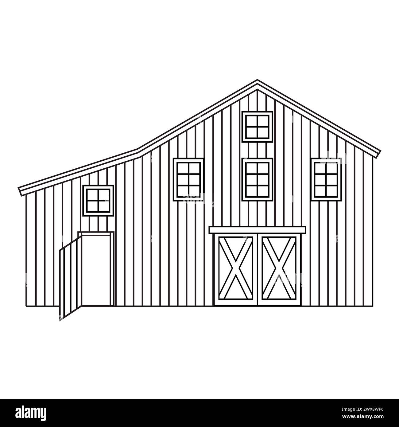Noir blanc monochrome ligne ferme en bois ou grange. Illustration vectorielle isolée de l'extérieur du bâtiment du village sur fond blanc pour les pages à colorier Illustration de Vecteur Noir blanc monochrome ligne ferme en bois ou grange. Illustration vectorielle isolée de l'extérieur du bâtiment du village sur fond blanc pour les pages à colorier Illustration de Vecteur