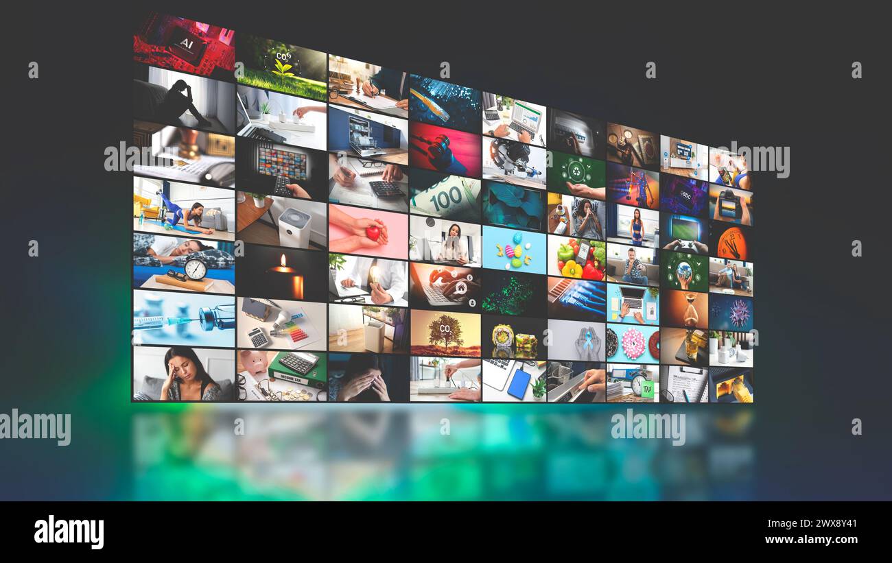 Concept de streaming multimédia TV avec composition d'images Banque D'Images